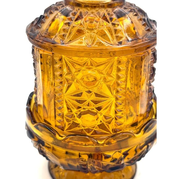 Amber Indiana Fairy Glass Lamp Stars and Bars 6.5 x 4 3/4 inches - Picture 4 of 4